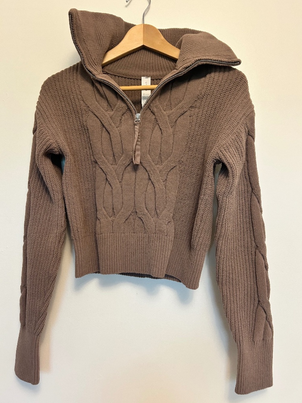 Lululemon Cable-Knit Half-Zip Sweater Espresso Brown XS